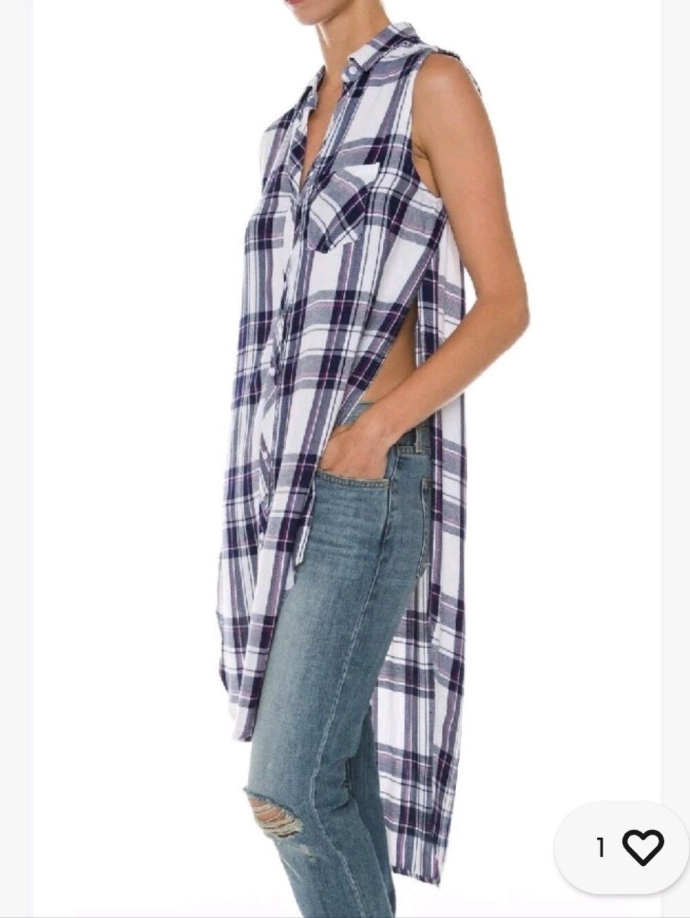 Rails Blue, White & Pink Plaid Sleeveless Button-Up Jordyn Tunic Sz Sm